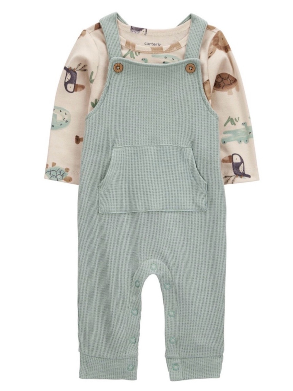 Baby Boy Carter’s 2pc. Long sleeve tee & waffle knit coveralls set size 12m